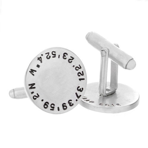 Picture of Round Sterling Silver Groomsmen Cufflinks