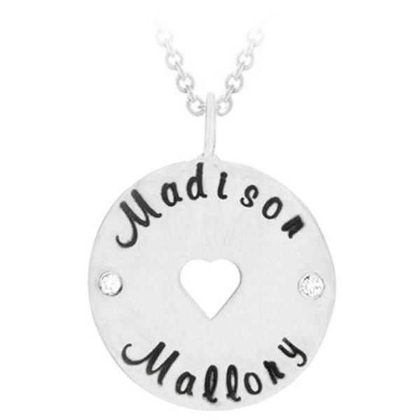 Picture of Name Charm with Heart Cut Out and Diamonds